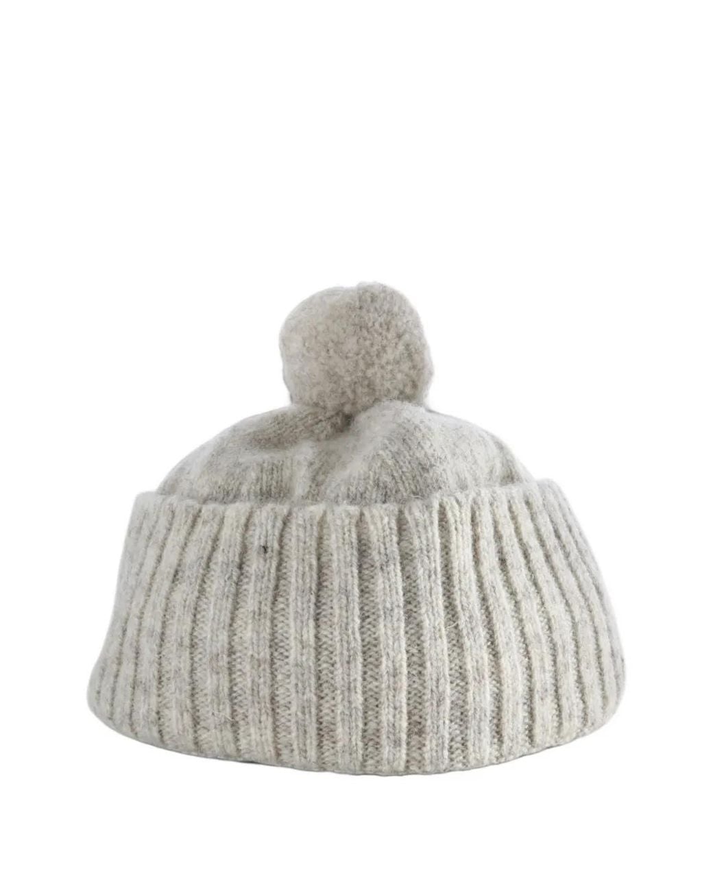 MHL by Margaret Howell Gray Mhl. Pompom-Detail Ribbed-Knit Beanie Hat