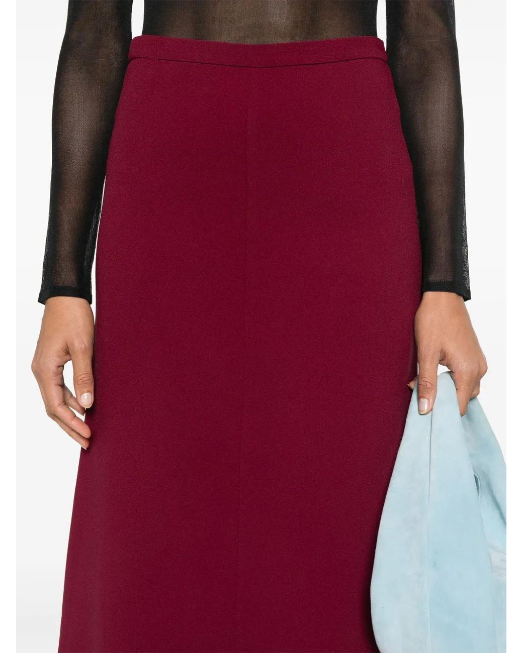 Giambattista Valli Red Crepe Maxi Skirt