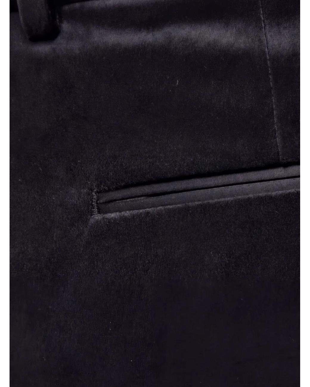 Sisley Black Velvet-Texture Trousers for men
