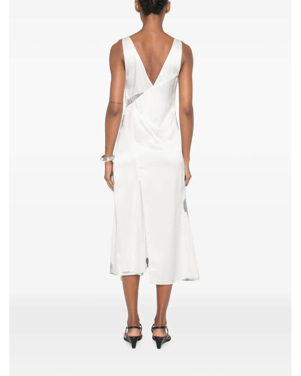 Sir White Ingrid Lace-Trim Midi Dress
