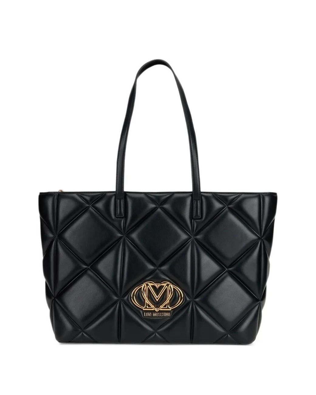 Love Moschino Black Quilted Logo-Plaque Tote Bag