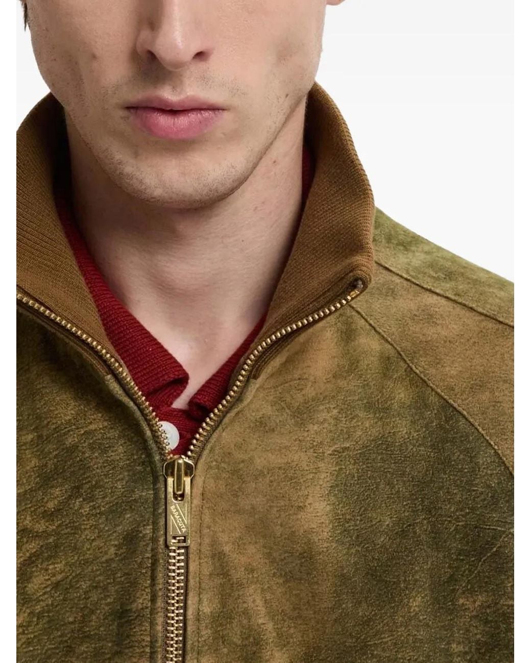 Baracuta Green Zip-Up Suede Jacket for men
