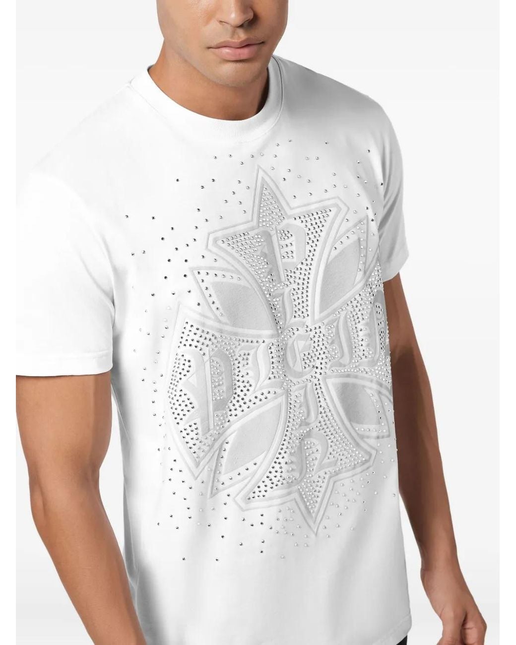 Philipp Plein White Stud-Embellished T-Shirt for men
