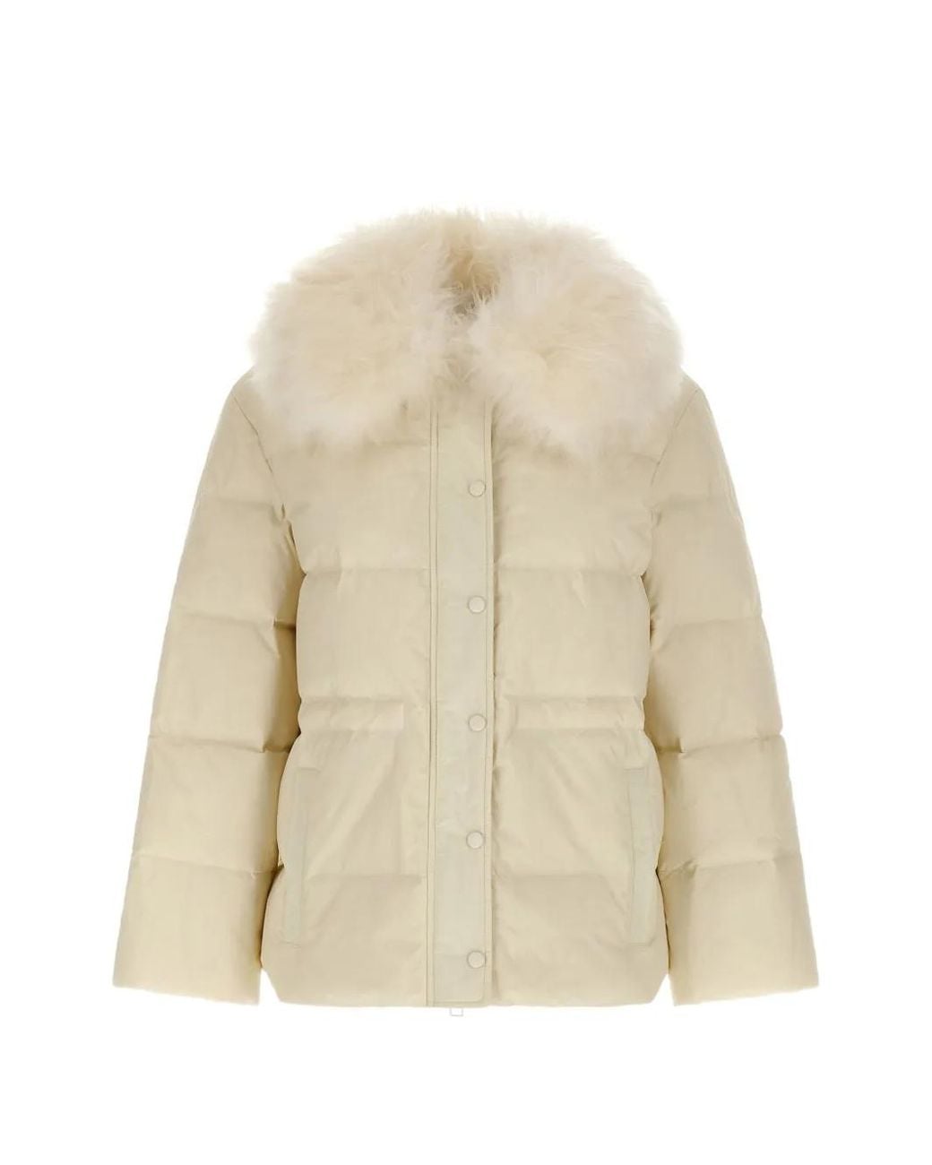 Army by Yves Salomon Natural Lamb-Fur-Collar Quilted Jacket