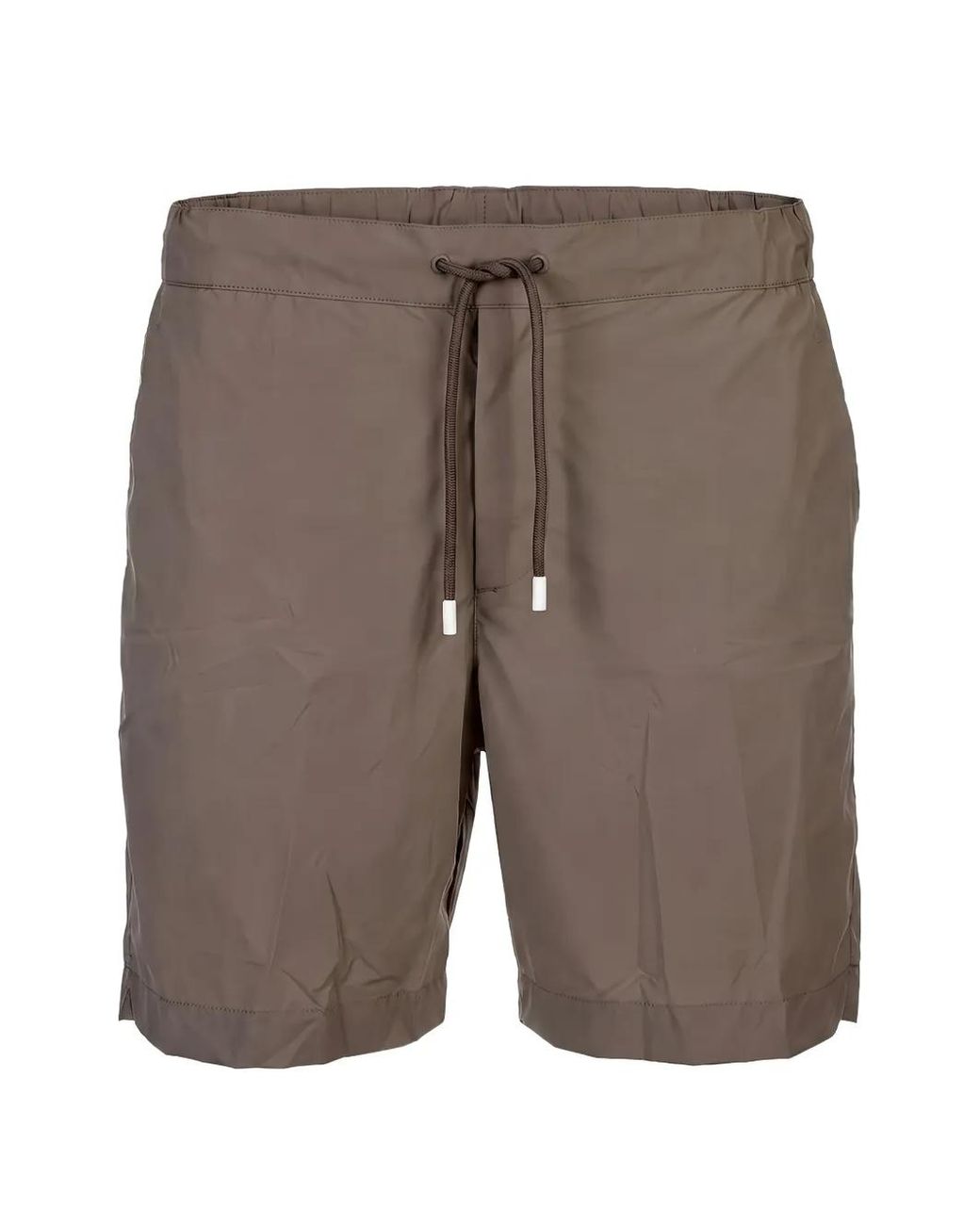 Fedeli Gray Drawstring-Waist Swim Shorts for men