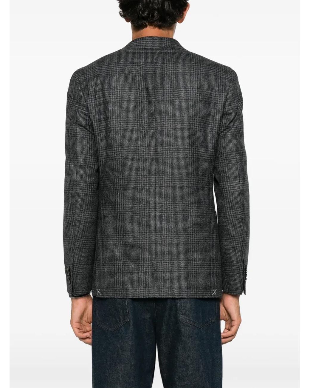 Canali Gray Prince Of Wales Check Blazer for men