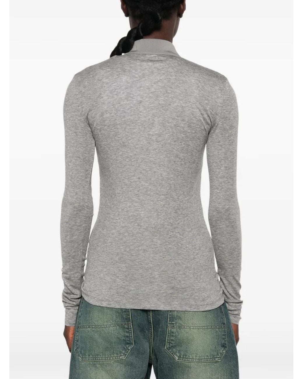 Entire studios Gray Long-Sleeve Polo Shirt