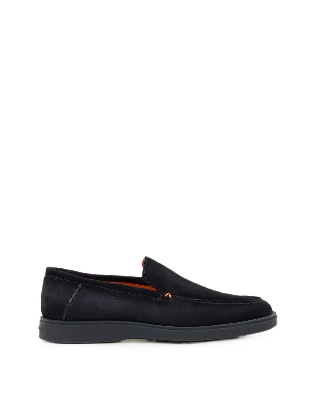 Santoni White Suede Almond-Toe Loafers for men