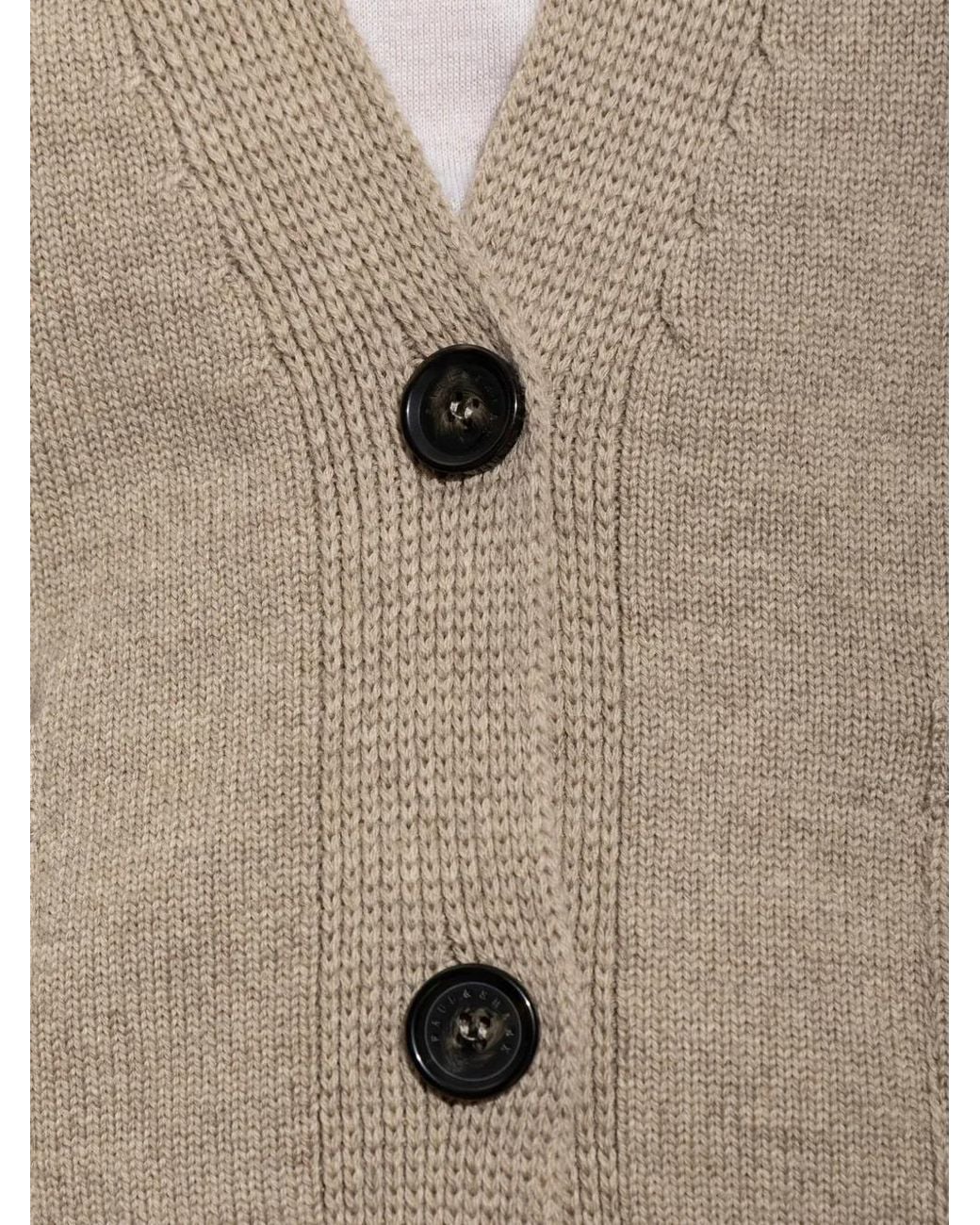 Paul & Shark Natural Patch-Pocket Wool Cardigan