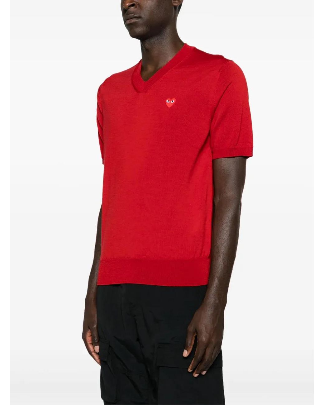 COMME DES GARÇONS PLAY Red Heart-Patch Wool Jumper