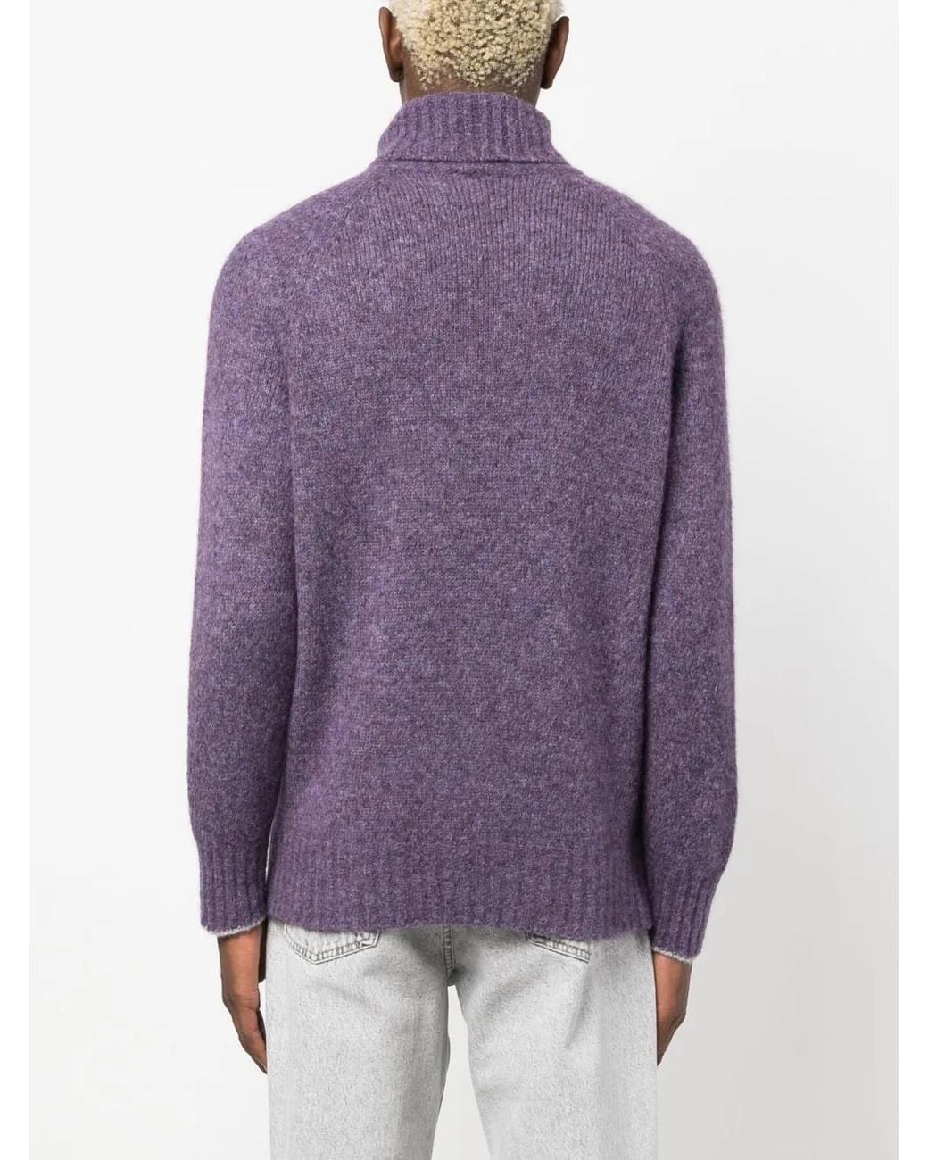 Brunello Cucinelli Purple Funnel-Neck Knit Sweatshirt for men
