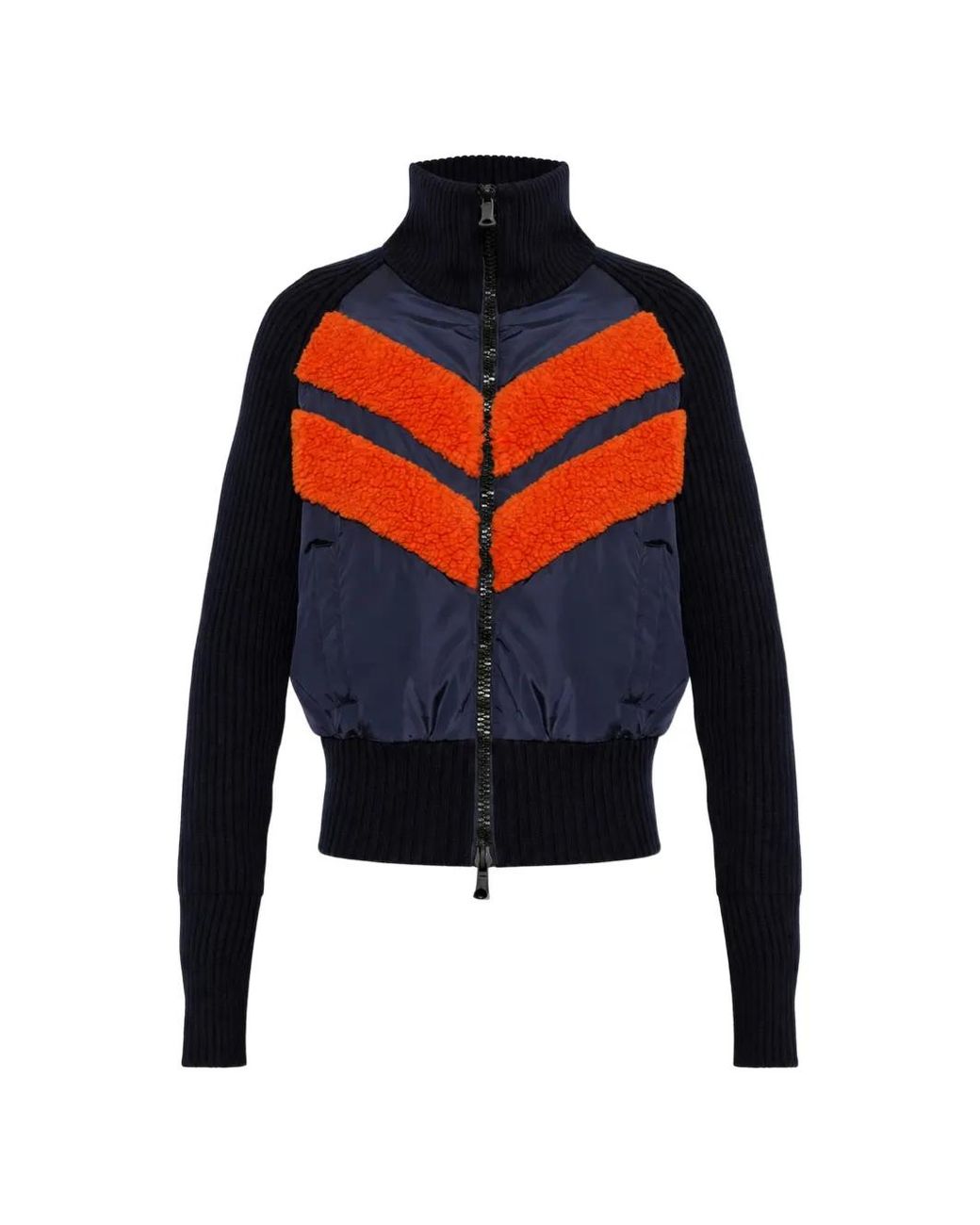 DSquared² Blue Chevron-Fleece Knitted-Sleeve Jacket for men
