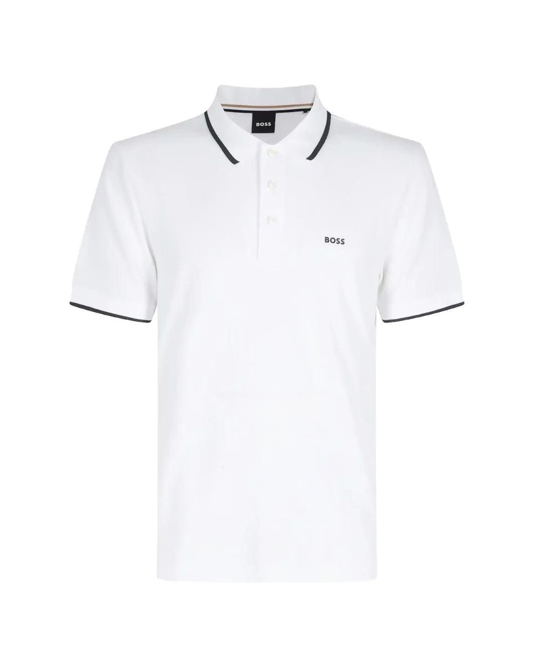 Boss White Cotton-Piqué Polo Shirt With Contrast Tipping for men
