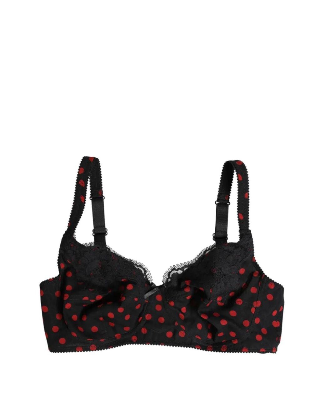Dolce & Gabbana Black Polka-Dot Lace-Trim Bra