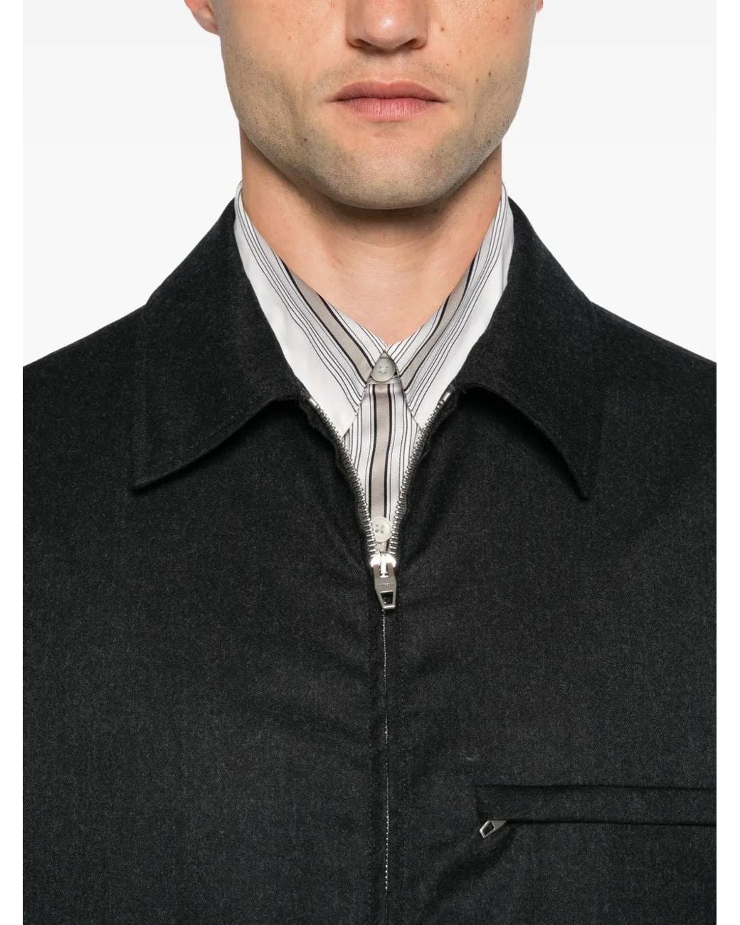 Umit Benan Black Zip-Up Collared Jacket for men