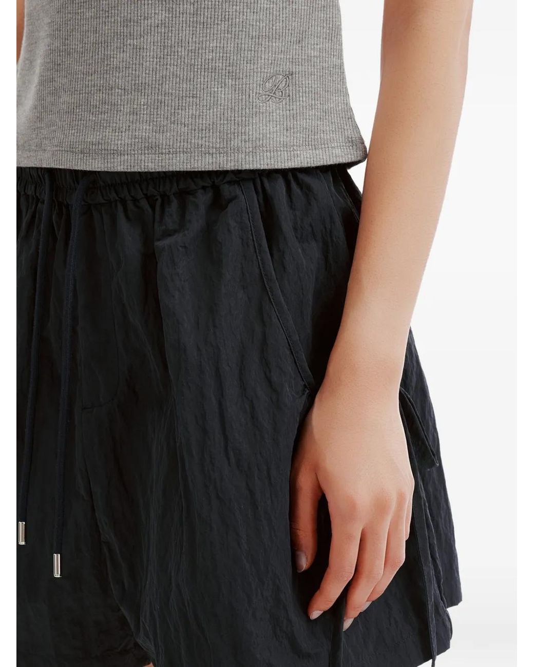 B+ AB Blue Drawstring-Waist Side-Tie Mini Shorts