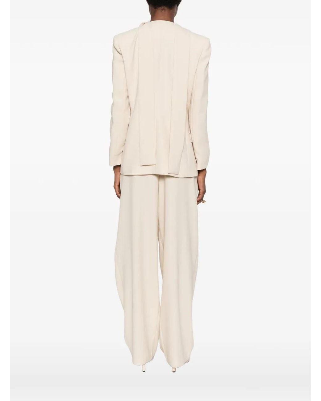 Carla G Natural Padded-Shoulder Blazer