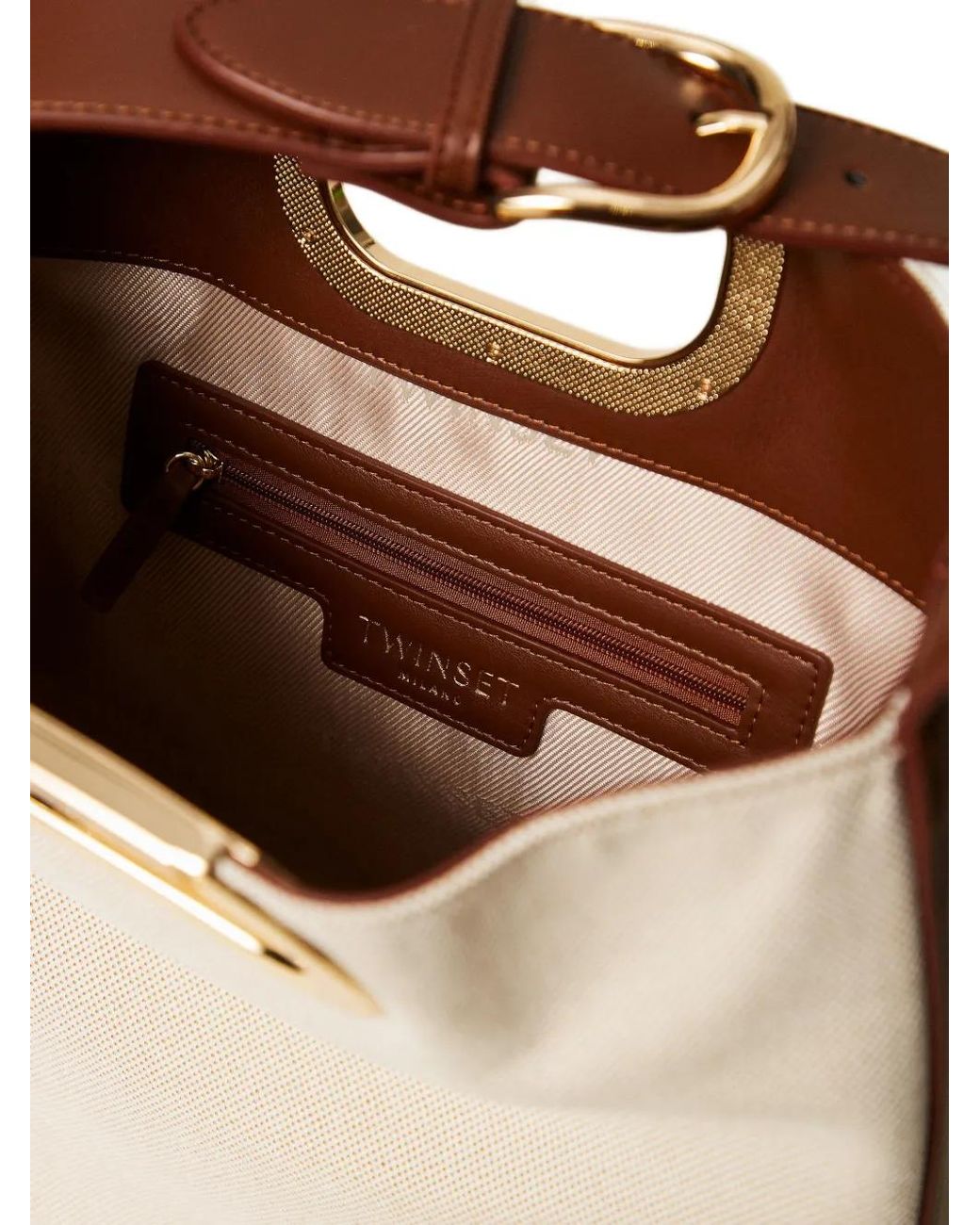 Twinset Bucket-Tas Met Structuur in het Natural