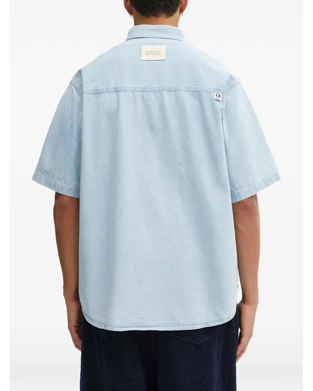 Aape By A Bathing Ape Blue Now Buttoned Patch Shirt for men