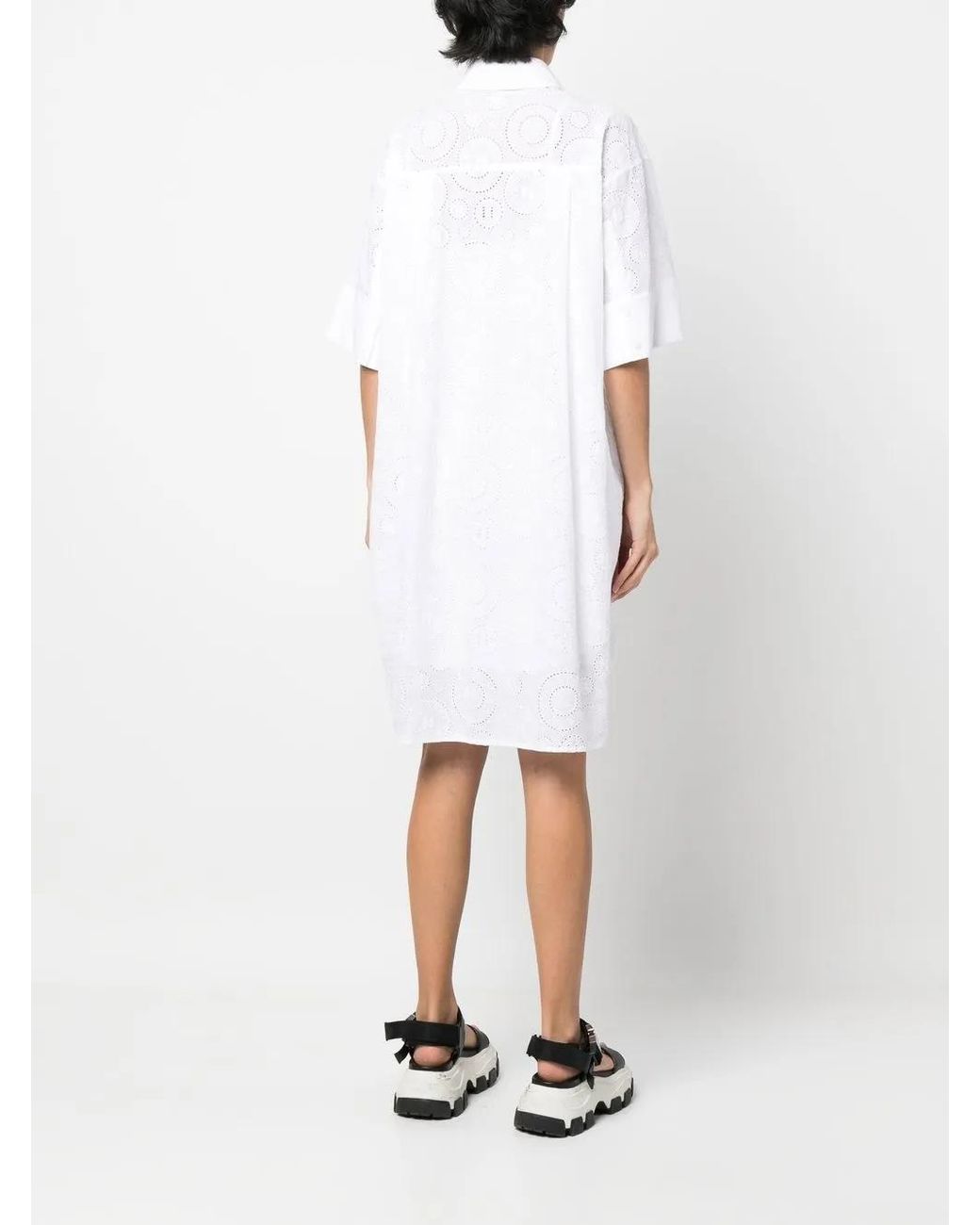 Karl Lagerfeld White Broderie Anglaise Mini Shirtdress