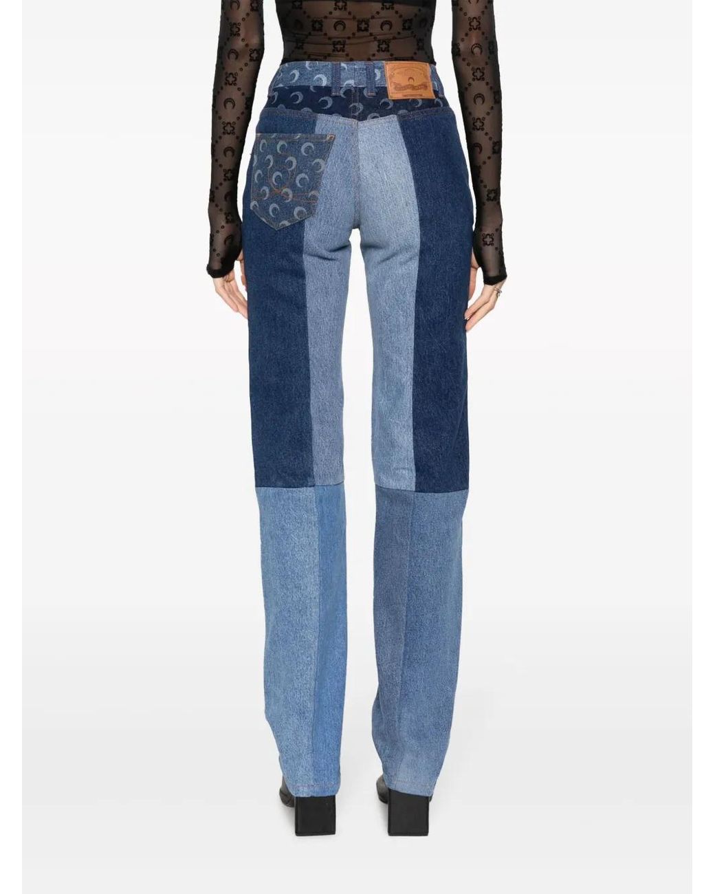 MARINE SERRE Blue Moon Regenerated Straight-Leg Jeans