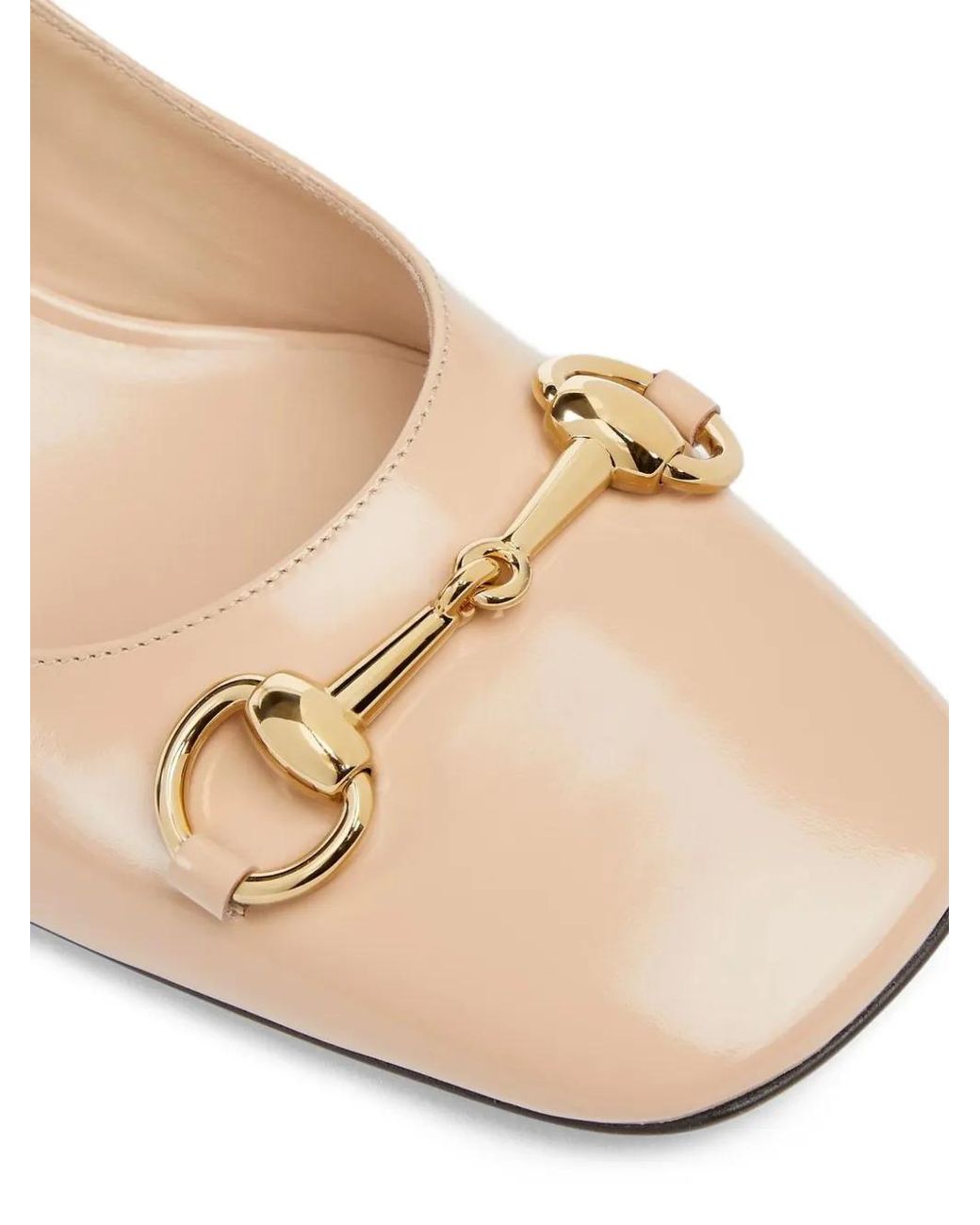 Gucci Natural Horsebit Patent-Leather Pumps