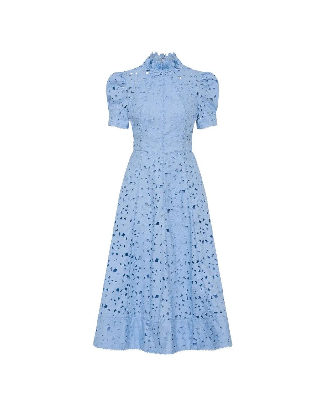 Rebecca Vallance Blue Kitsu Short Sleeve Midi Dress
