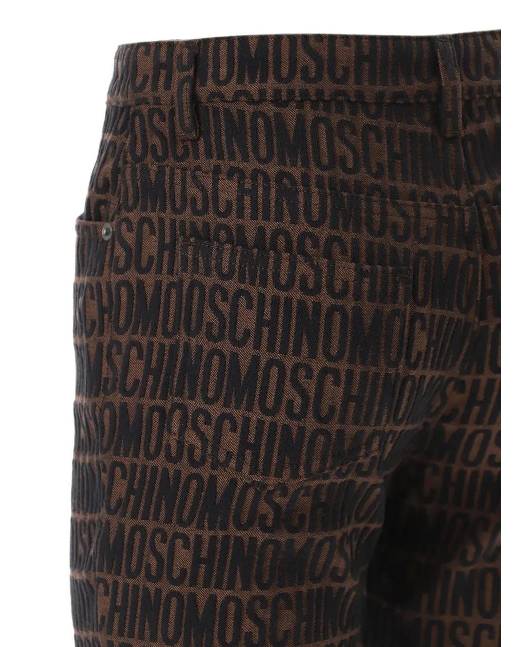 Moschino Gray Logo-Jacquard Five-Pocket Trousers
