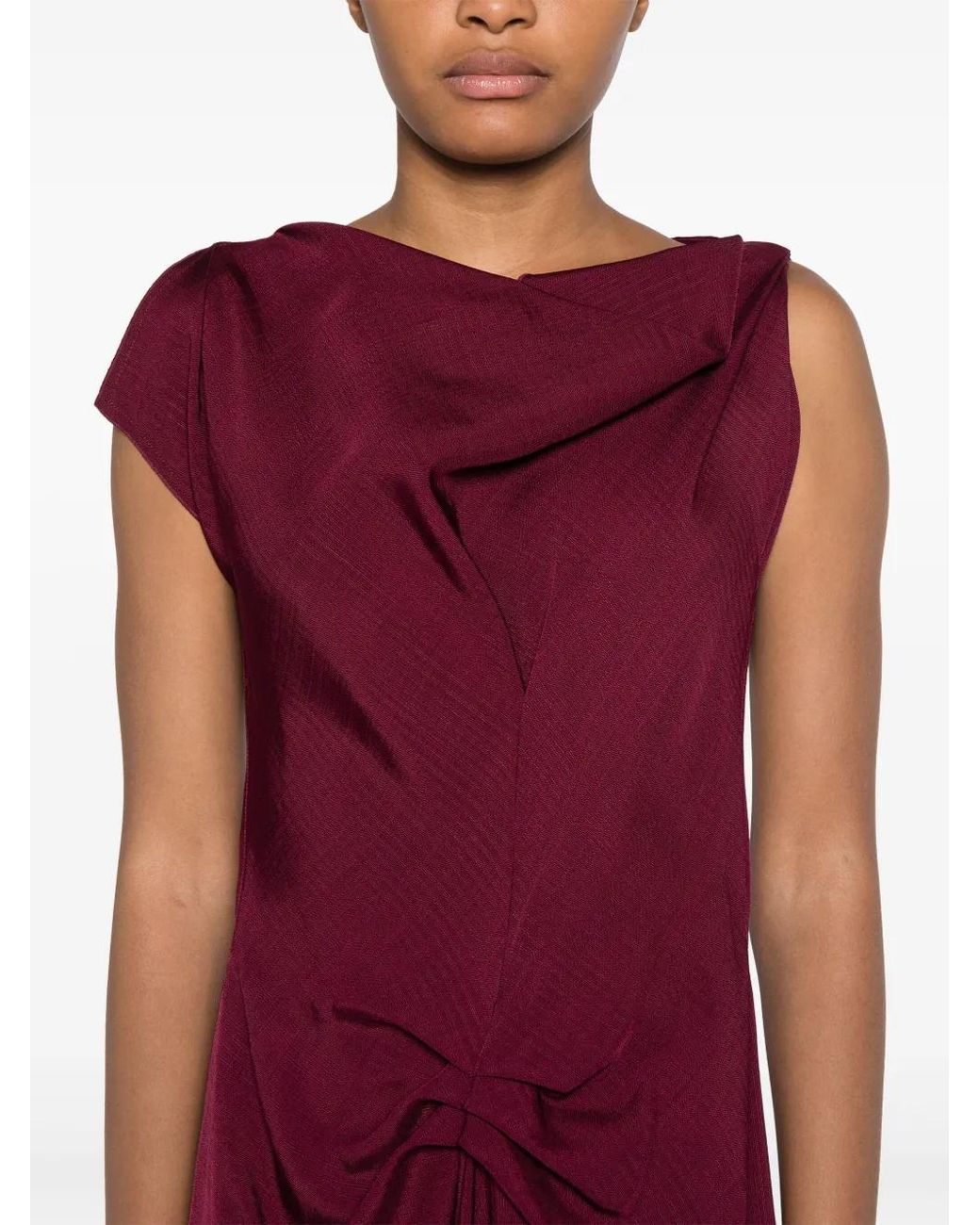 Victoria Beckham Purple Pleated Midi Dress