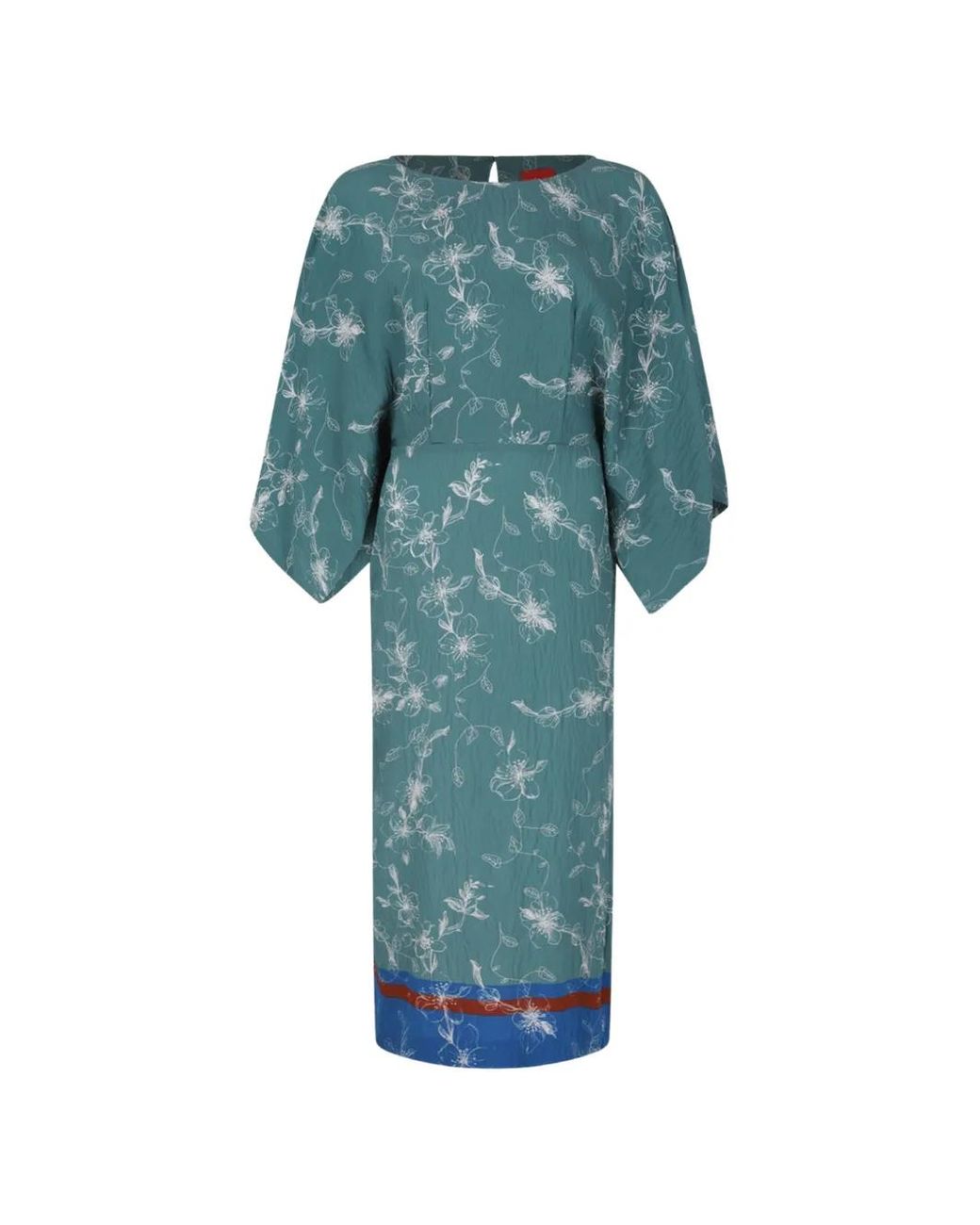 ..,merci Green Floral-Print Wide-Sleeve Dress
