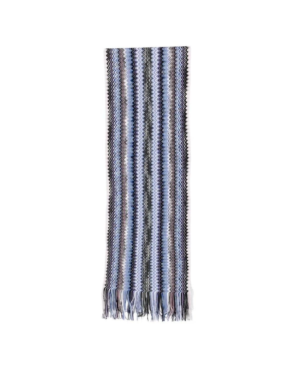 Missoni Blue Zigzag Fringed Scarf for men