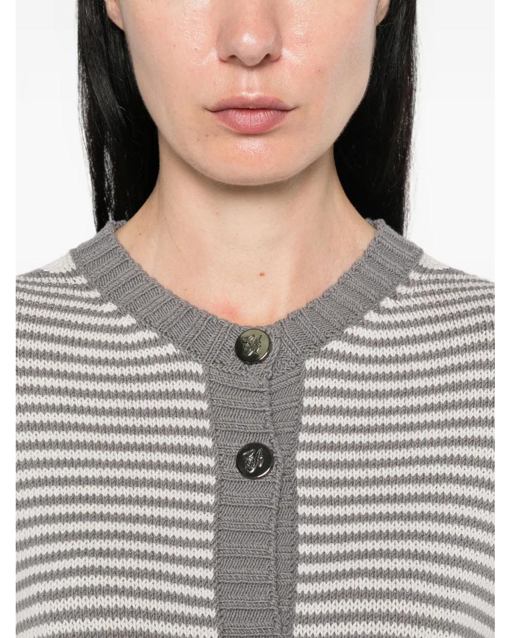 Emporio Armani Gray Signature Capsule Striped Cardigan