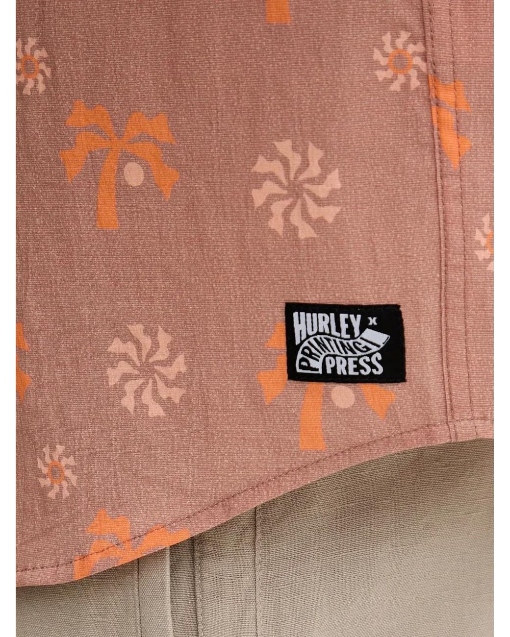 Hurley Pink Palm-Print Short-Sleeve Shirt for men