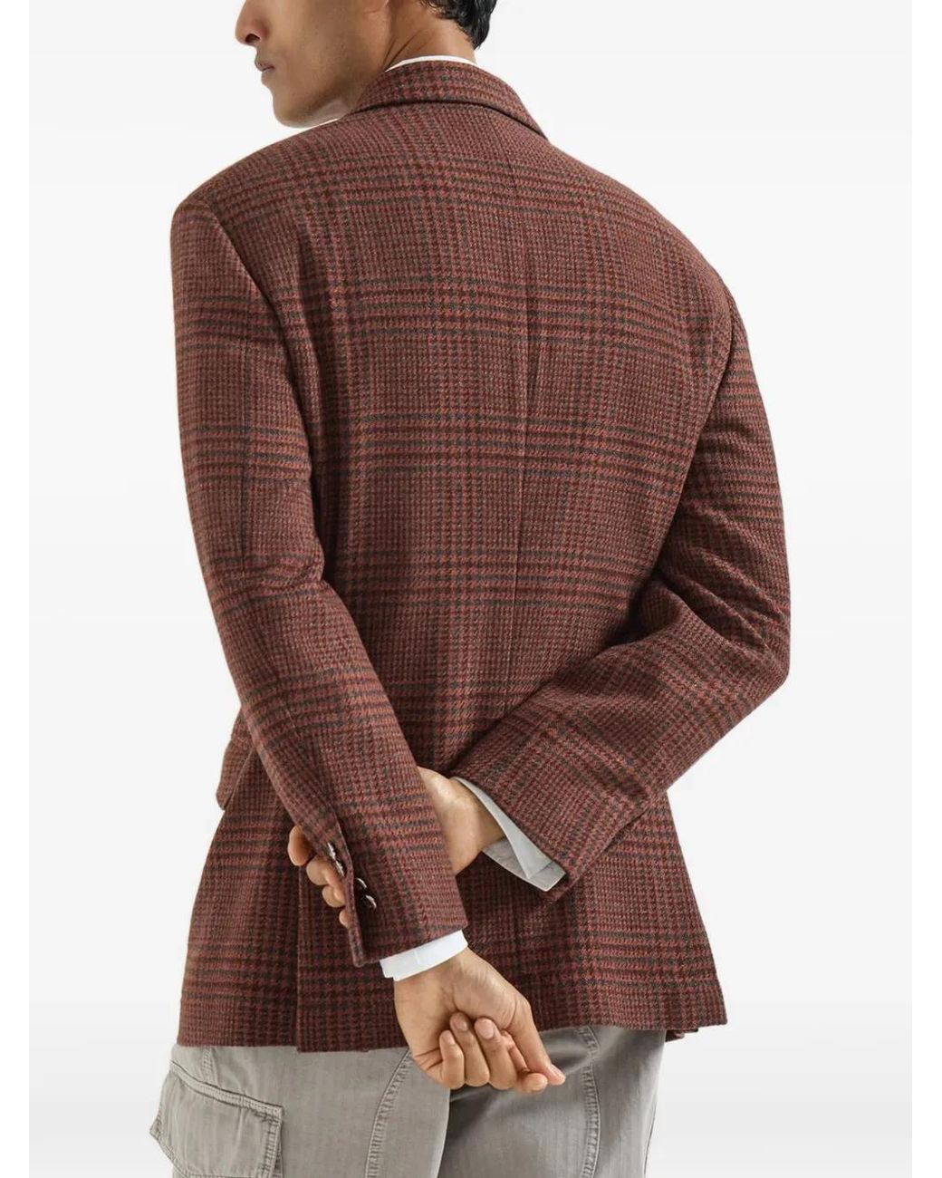 Brunello Cucinelli Brown Blazer Sur Mesure Prince De Galles En Cachemire for men