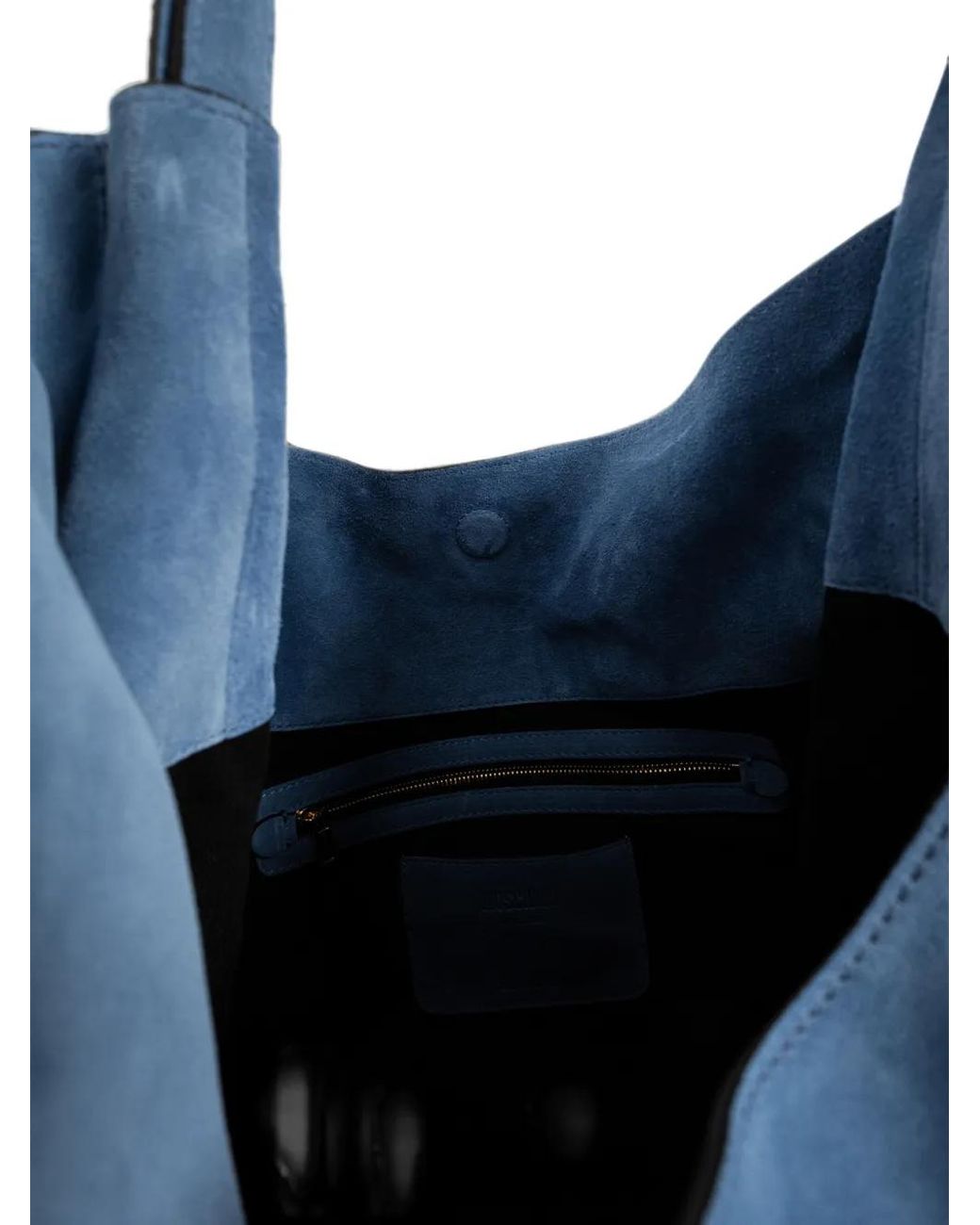 Moschino Blue Medium Handle Me Suede Tote Bag