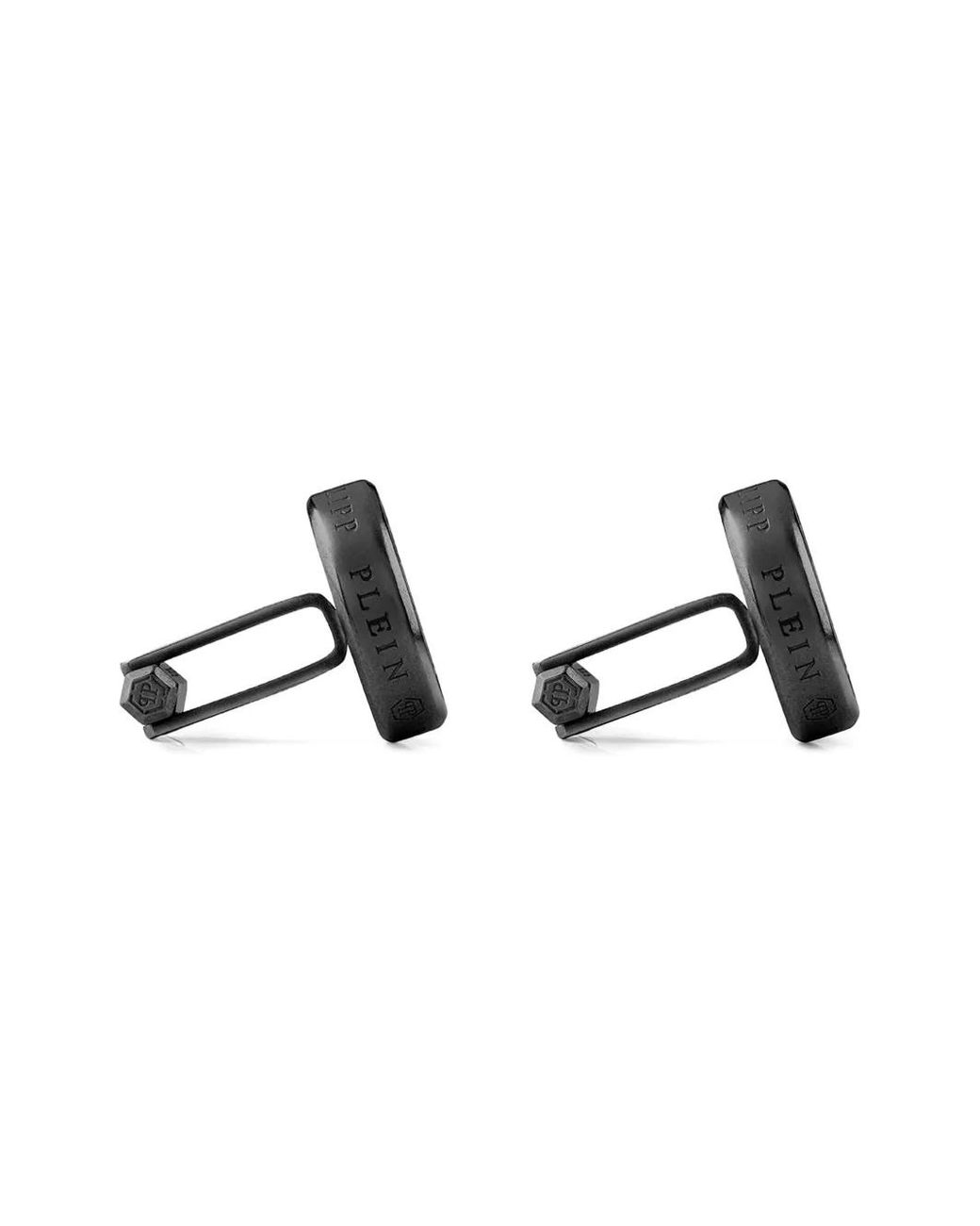 Philipp Plein Black Logo-Engraved Cufflinks for men