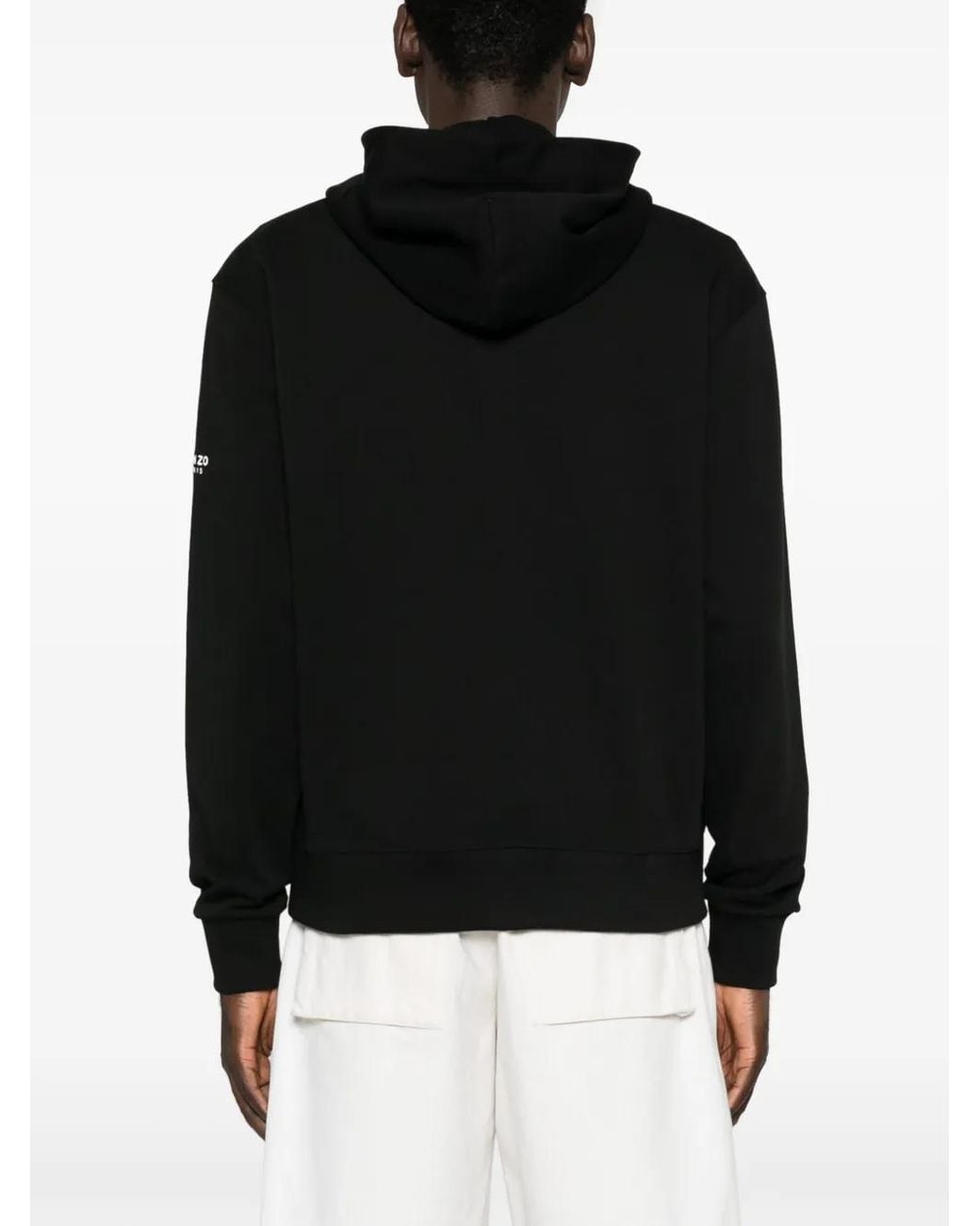 KENZO Black Cotton Boke Flower Zip Hoodie for men