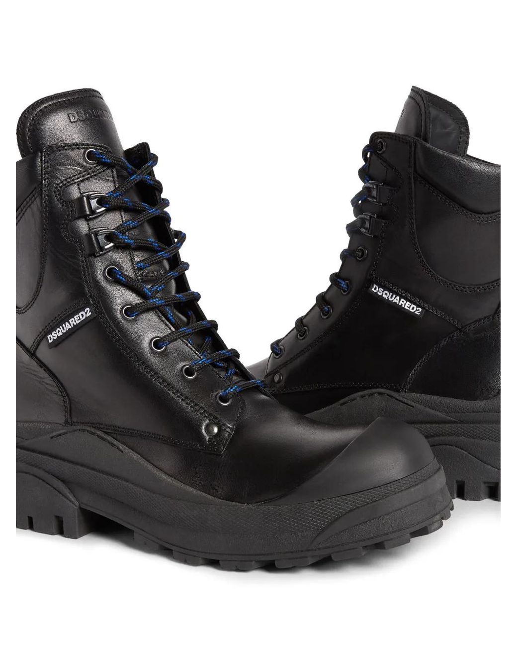 DSquared² Black Panelled-Design Leather Boots for men