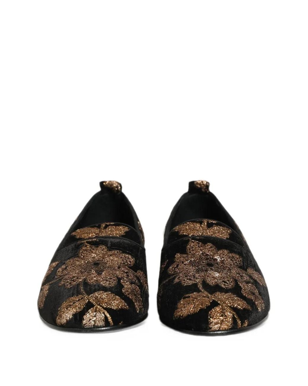 Dolce & Gabbana Black Floral-Jacquard Loafers for men