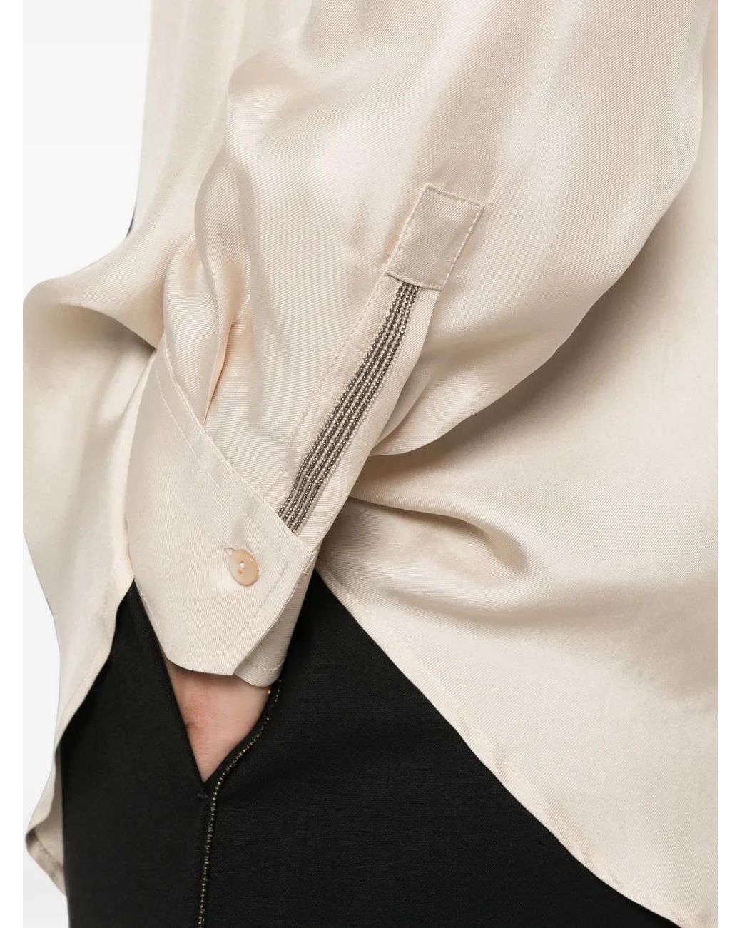 Antonelli White Beaded-Trim Pocket Shirt