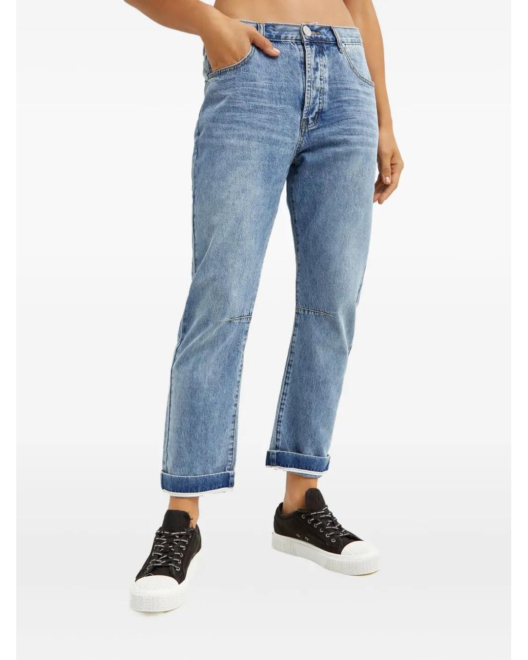 One Teaspoon Blue Cuffed Five-Pocket Jeans