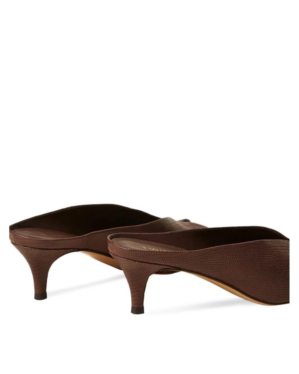 Twinset Brown Embossed-Leather Heeled Sandals