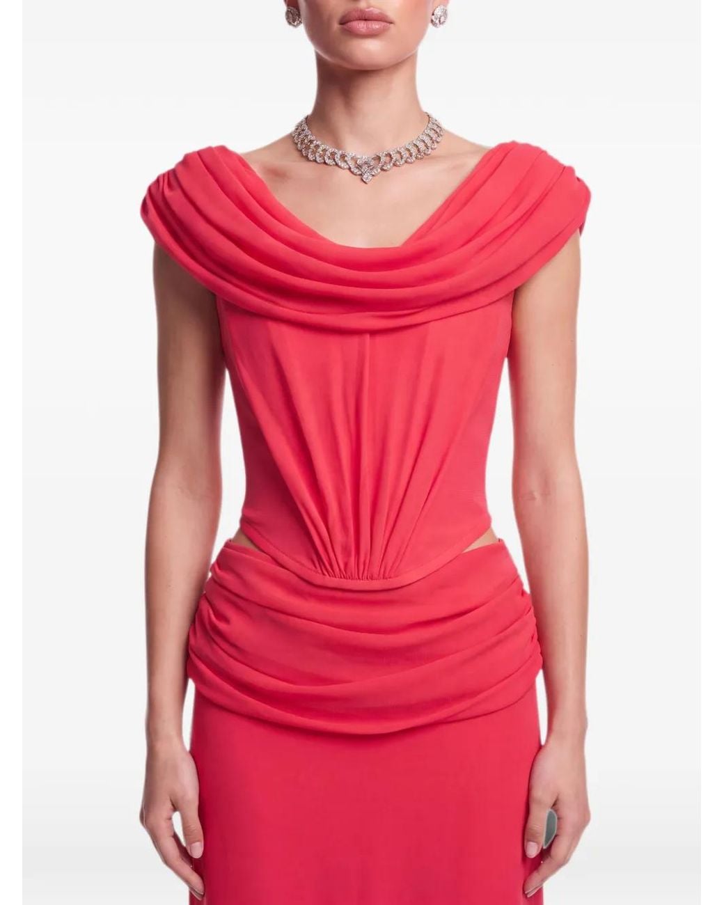 POST MERIDIEM Pink Zip-Fastening Draped Top