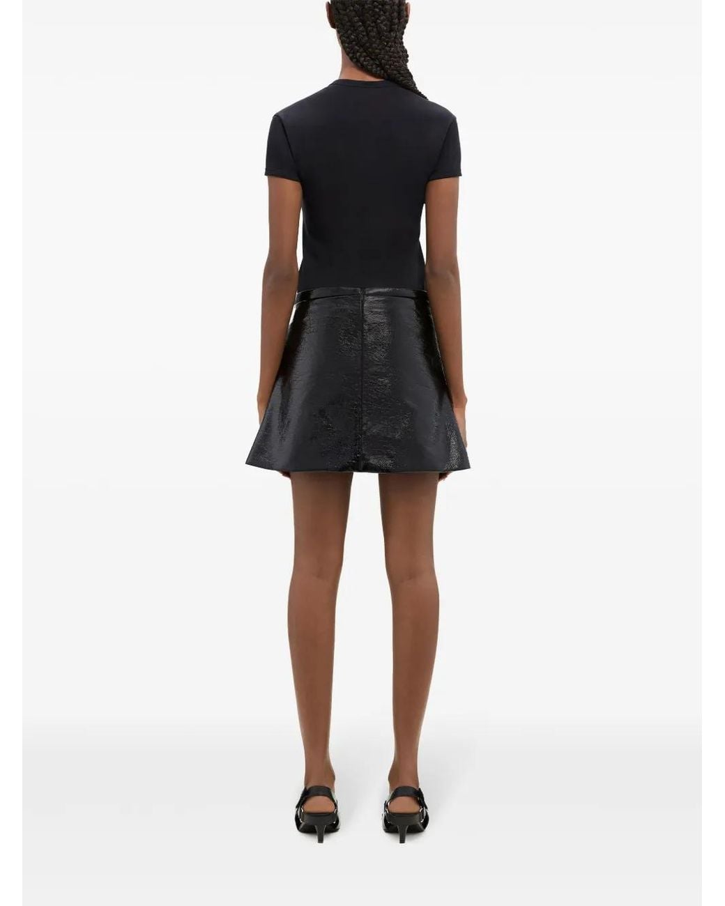 Courreges Black Heritage Cotton Miniskirt With Zipper And Pockets