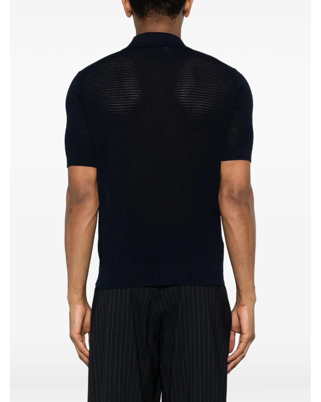 Tagliatore Black V-Neck Knitted T-Shirt for men