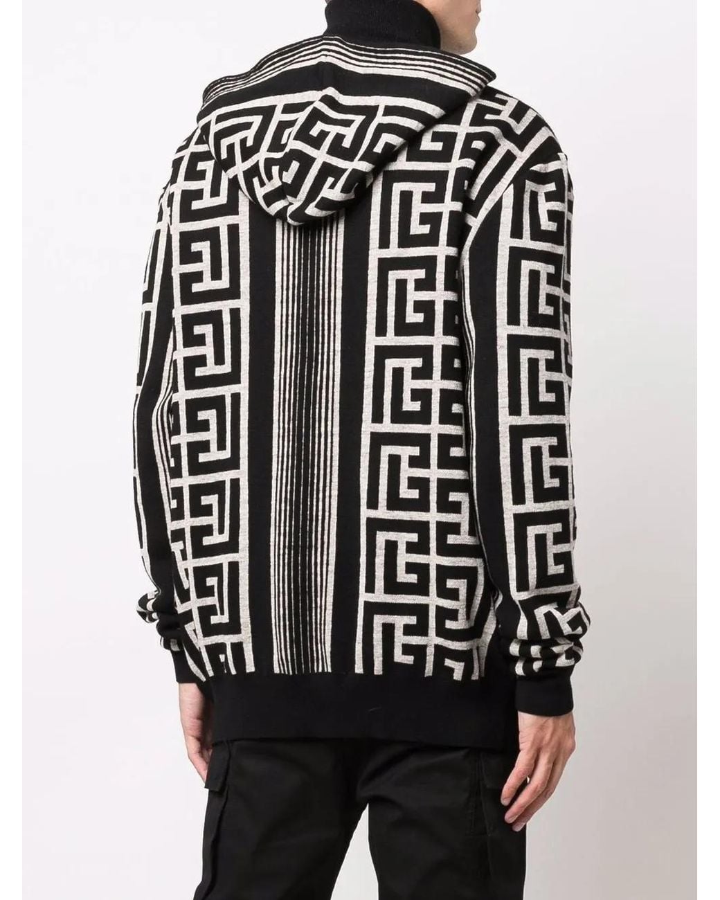 Balmain Black Maxi Monogram Hoodie for men