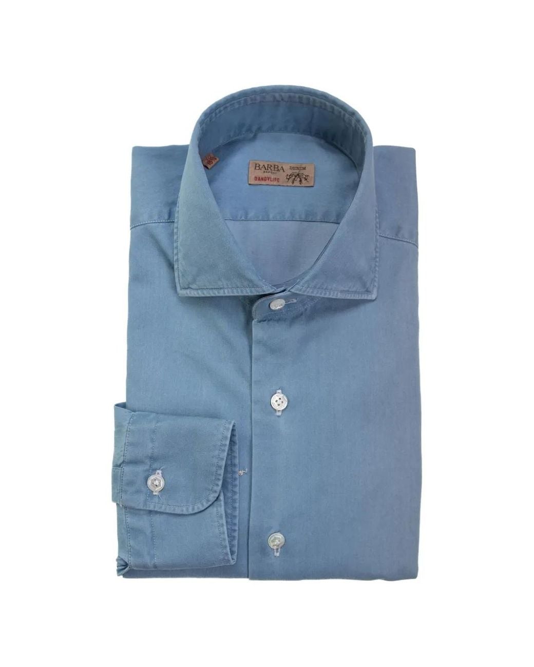 Barba Napoli Blue Long-Sleeve Denim Shirt for men