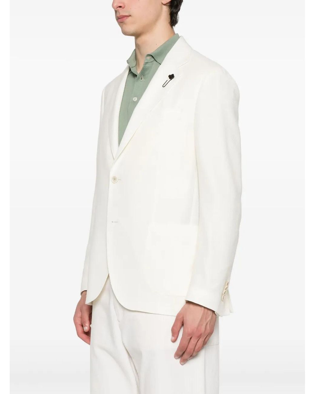 Lardini White Basketweave Blazer for men