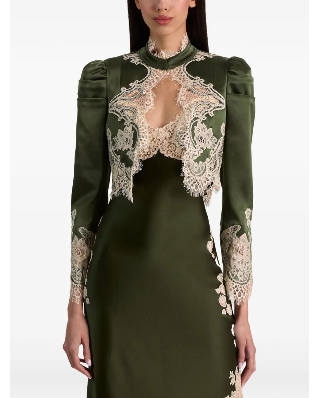 Alice + Olivia Black Thomasina Lace-Trim Jacket