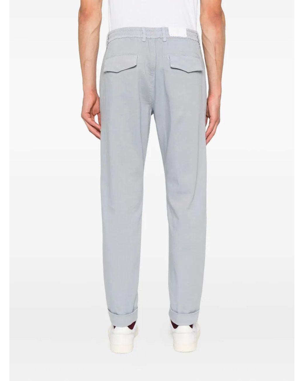 Eleventy Gray Pleat-Detail Drawstring Trousers for men
